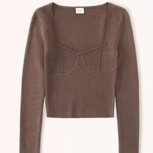 Brown Abercrombie Corset Slim Sweater Top